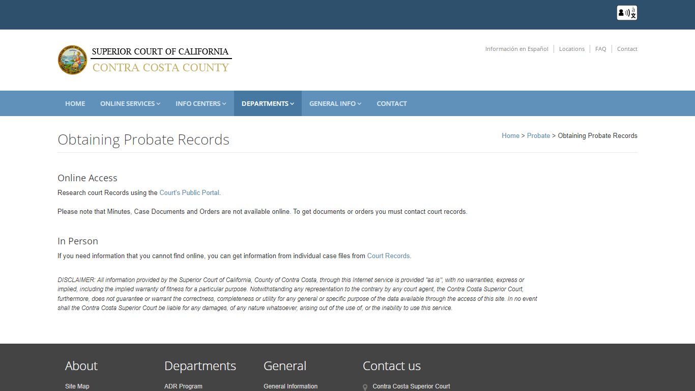 Probate Records: Contra Costa Superior Court